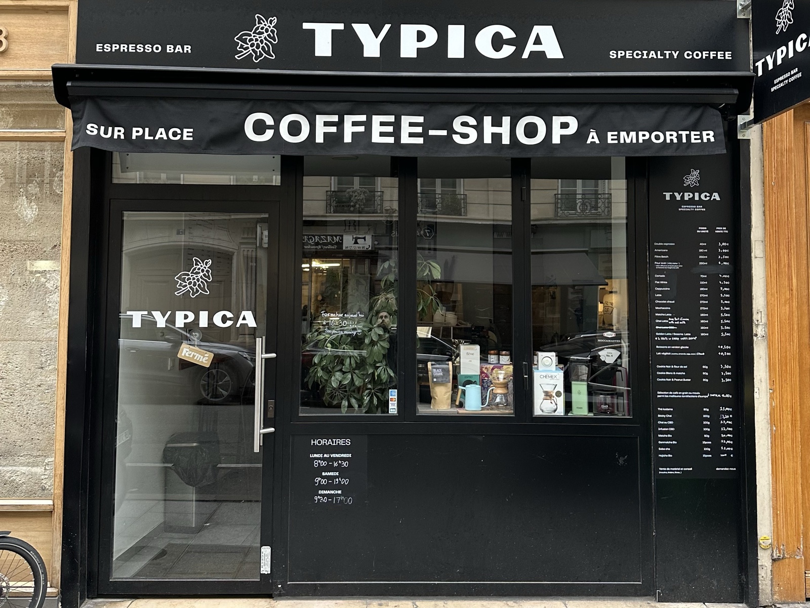 La devanture de Typica, 8 rue des Filles du Calvaire, Paris 3